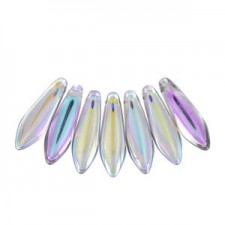 Czech Glass Daggers beads 5x16mm Crystal silver rainbow